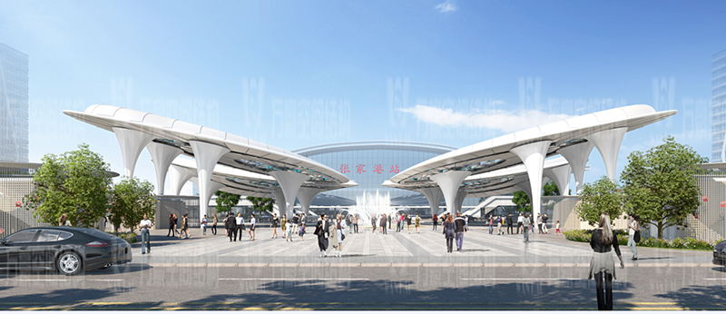 萬豪2020第19標-滬通鐵路張家港站地方配套工程站前西側旅客集散區蝴蝶造型天幕工程