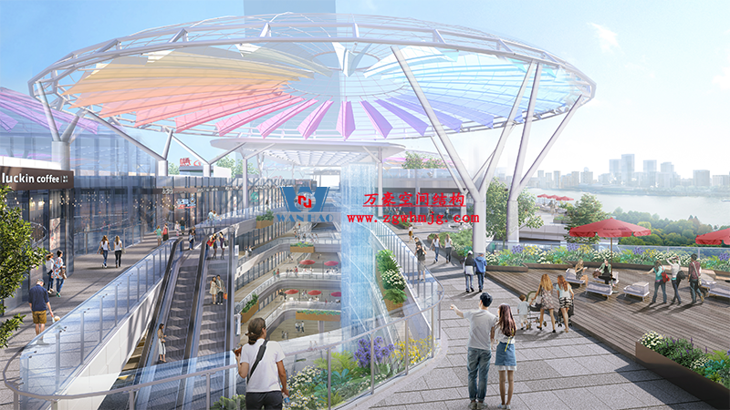 明宇廣場(chǎng)6號(hào)地塊商業(yè)(萬達(dá)廣場(chǎng))改造項(xiàng)目鋼膜結(jié)構(gòu)ETFE蓋頂天幕工程進(jìn)入鋼結(jié)構(gòu)吊裝階段 明宇廣場(chǎng)6號(hào)地塊商業(yè)(萬達(dá)廣場(chǎng))改造項(xiàng)目鋼膜結(jié)構(gòu)ETFE蓋頂天幕工程進(jìn)入鋼結(jié)構(gòu)吊裝階段