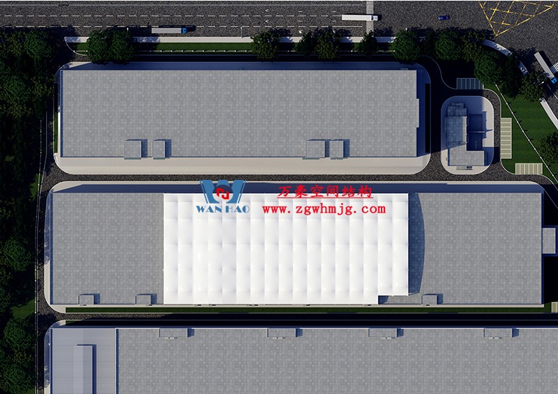 浙江真愛毯業科技有限公司廠房三屋面膜結構工程開始施工