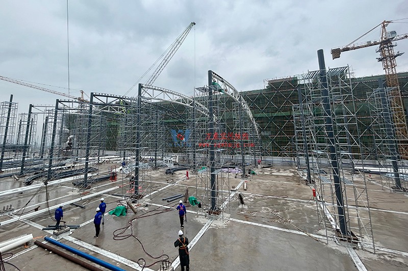 浙江真愛毯業科技有限公司廠房三屋面膜結構工程最新進度