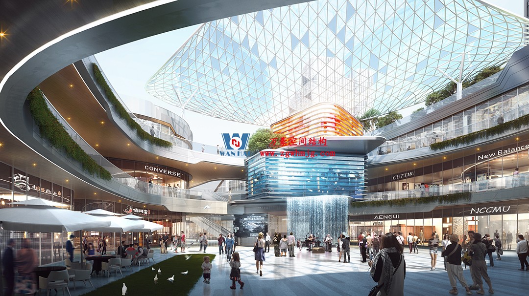 紹興華發金融活力城ETFE膜結構商業天幕項目接近尾聲