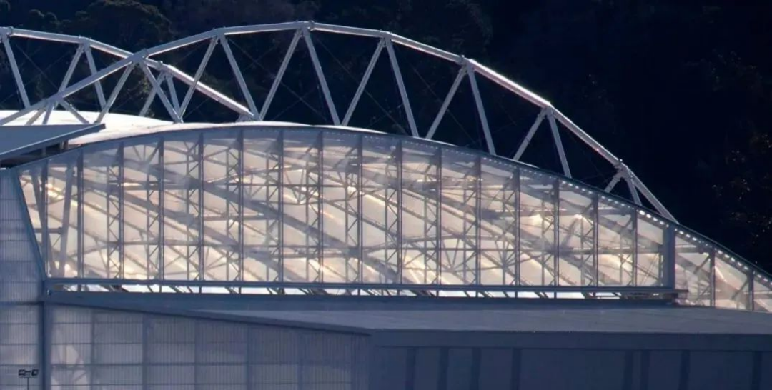 屋頂下生長著天然草皮的永久封閉式體育場