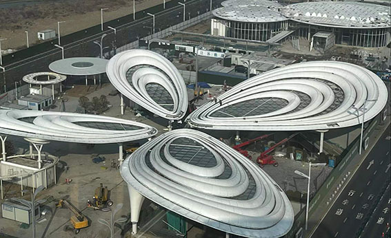 滬通鐵路張家港站地方配套工程站前西側旅客集散區蝴蝶造型天幕工程